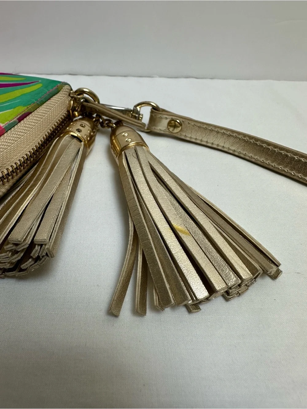 Lilly Pulitzer Multicolor Floral Zip Wristlet Wallet with tassels